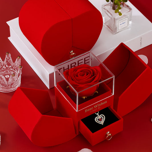Eternal Rose Gift Box with Heart Necklace