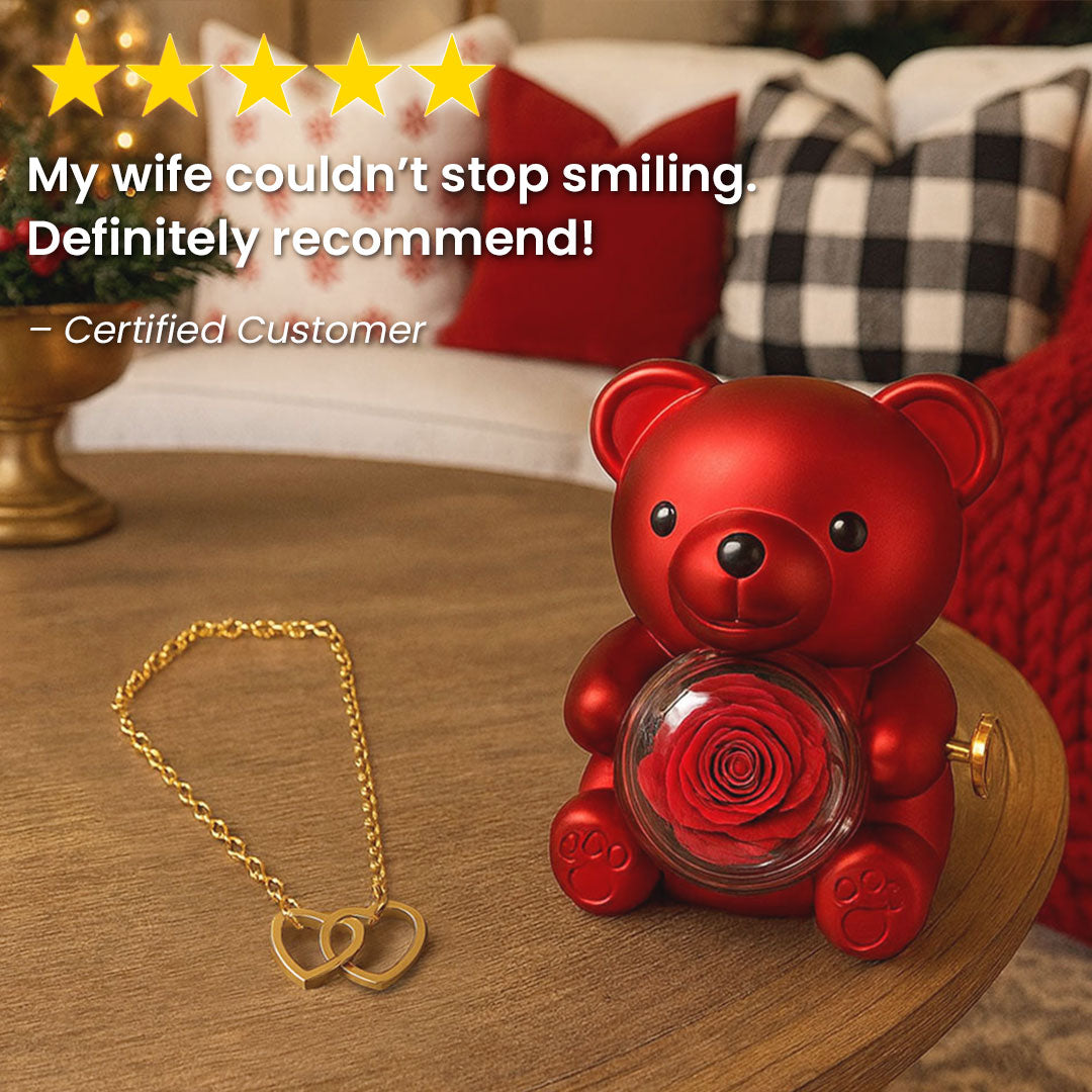 Teddy Bear with Rose & Necklace