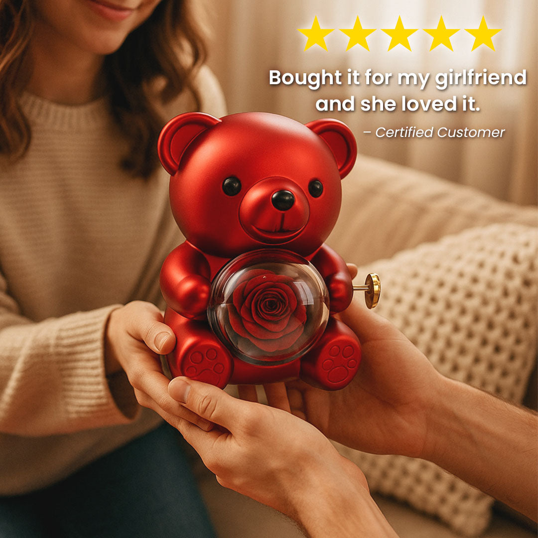 Teddy Bear with Rose & Necklace