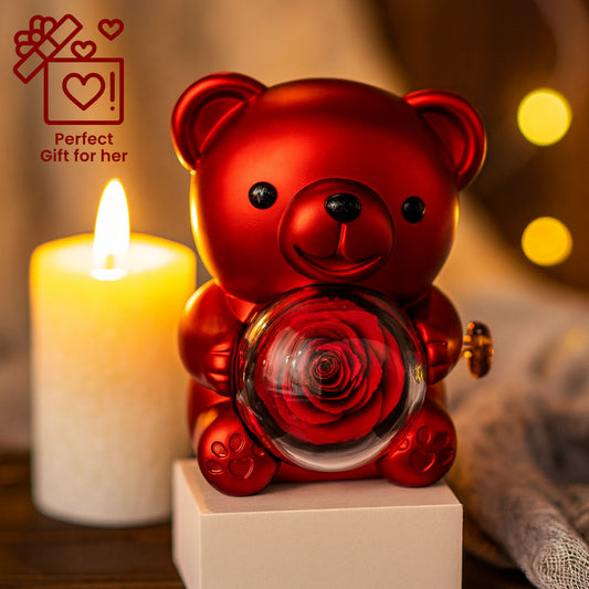 Teddy Bear with Rose & Necklace