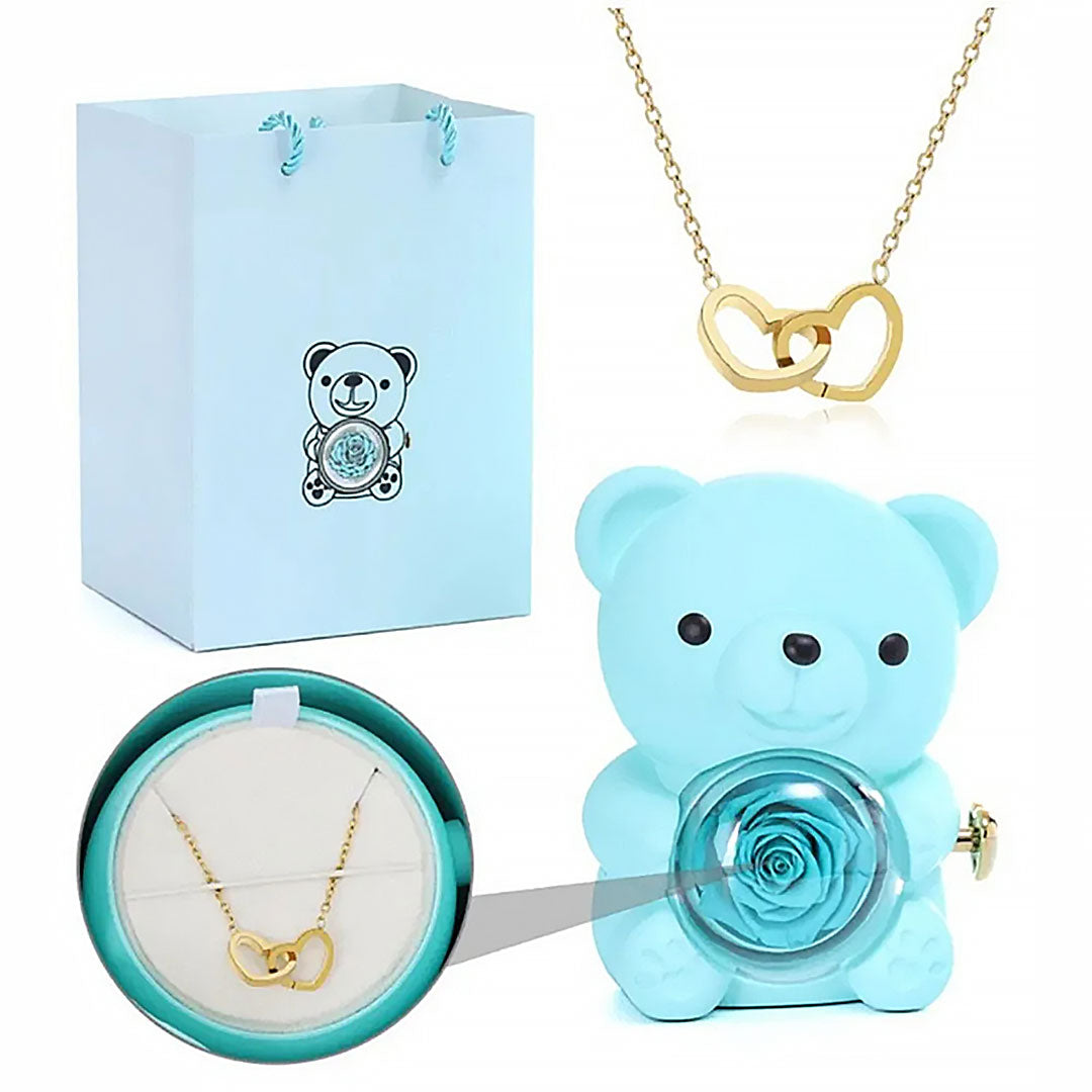 Teddy Bear with Rose & Necklace