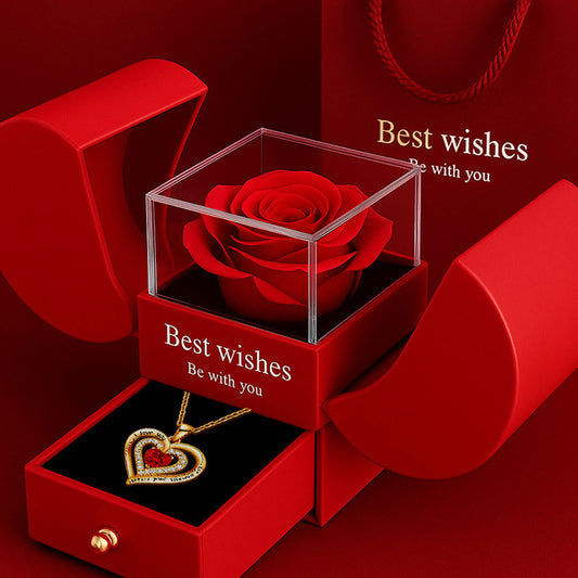 Eternal Rose Gift Box with Heart Necklace