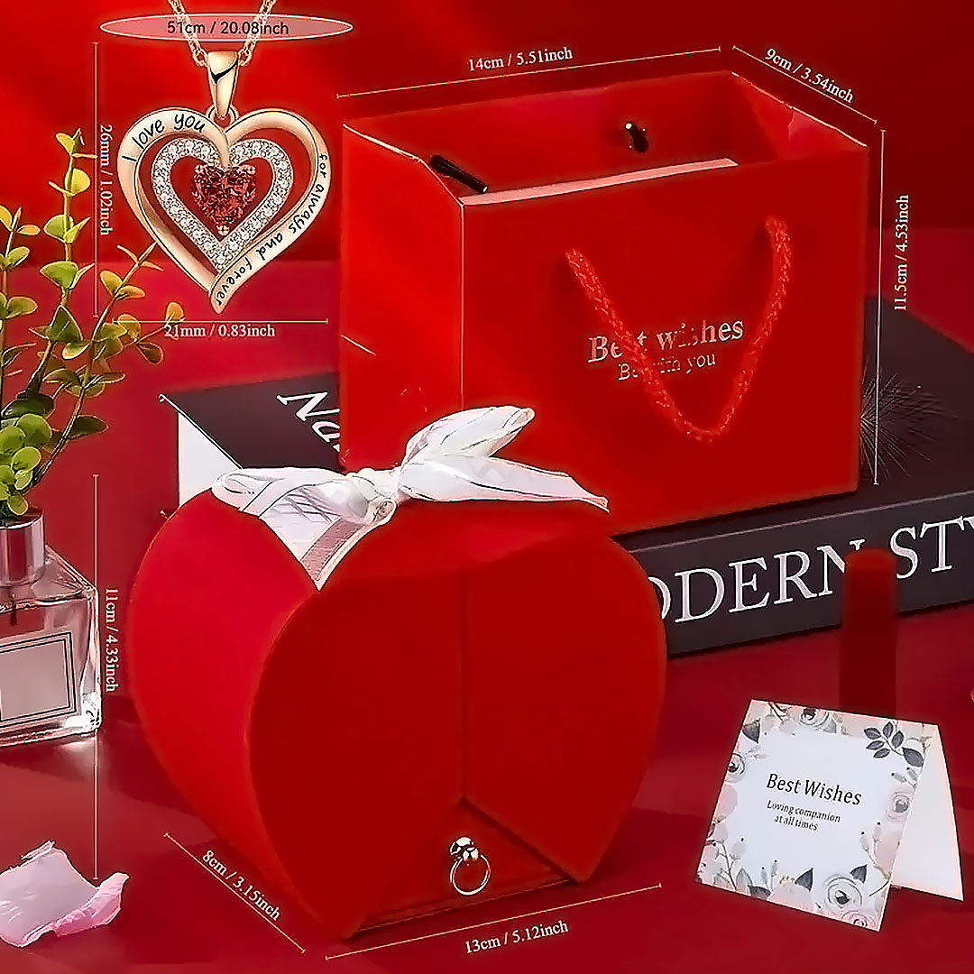 Eternal Rose Gift Box with Heart Necklace