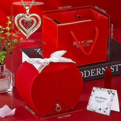 Eternal Rose Gift Box with Heart Necklace