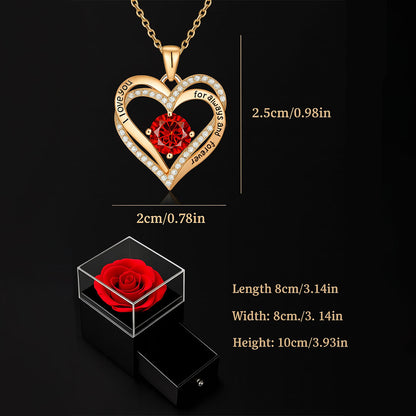 Rose Box Heart Necklace
