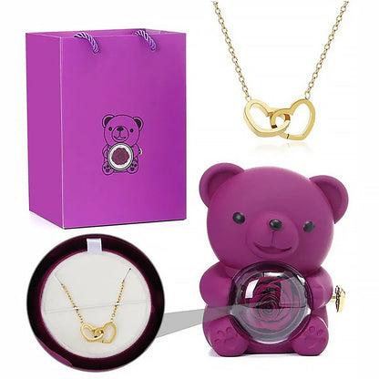 Teddy Bear with Rose & Necklace