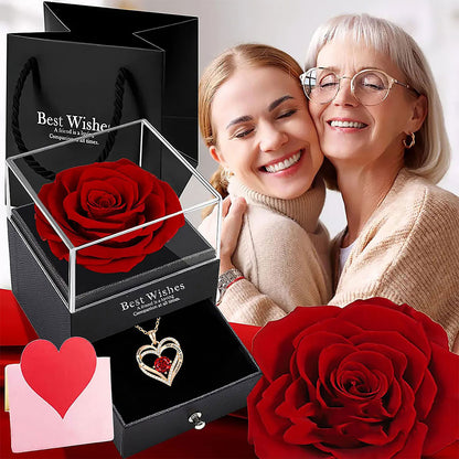 Rose Box Heart Necklace