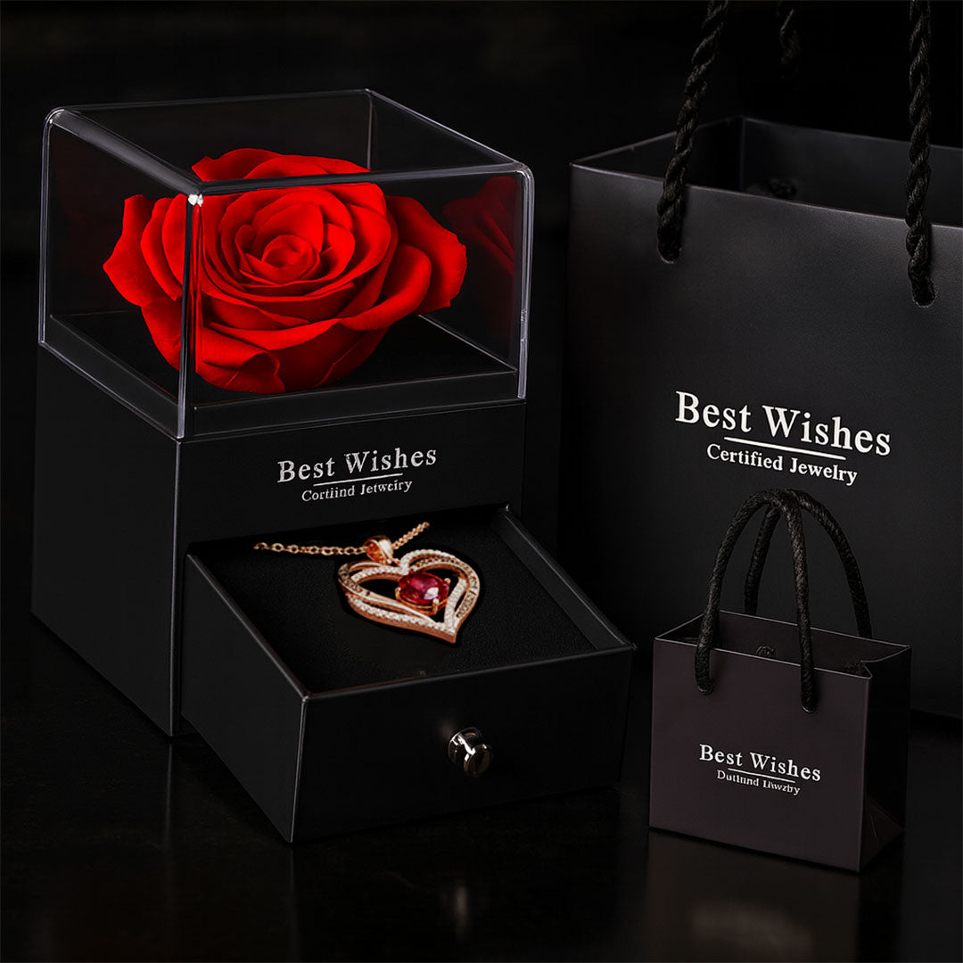 Rose Box Heart Necklace